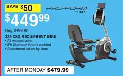 Dunham's Sports PRO-FORM 325 CSX RECUMBENT BIKE offer