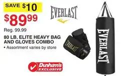 Dunham's Sports EVERLAST 80 LB. ELITE HEAVY BAG AND GLOVES COMBO offer