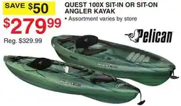 Dunham's Sports PELICAN QUEST 100X SIT-IN OR SIT-ON ANGLER KAYAK offer