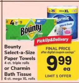 Safeway Bounty Select-a-size Paper Towels or Charmin Bath Tissue offer
