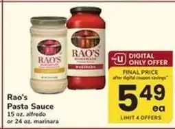 Safeway Rao's Pasta Sauce offer