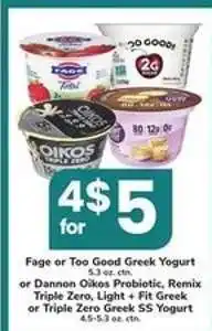 Safeway Fage or Too Good Greek Yogurt offer