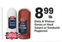 Safeway Dietz & Watson Salami or Pepperoni offer