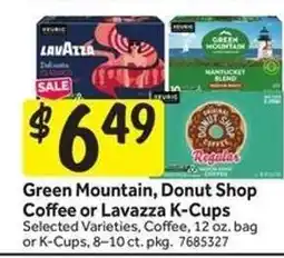 Stop&Shop Green Mountain, Donut Shop Coffee or Lavazza K-Cups offer