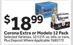 Stop&Shop Corona Extra or Modelo 12 Pack offer