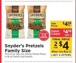 ShopRite Snyder’s Pretzels Family Size offer