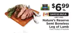 ShopRite Nature''s Reserve Semi Boneless Leg of Lamb offer