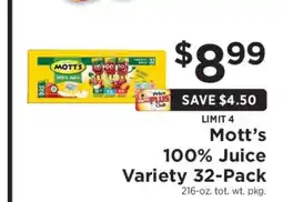ShopRite Mott's 100% Juice Variety 32-Pack offer