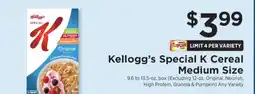 ShopRite Kellogg's Special K Cereal Medium Size offer