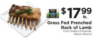 ShopRite Grass Fed Frenched Rack of Lamb offer