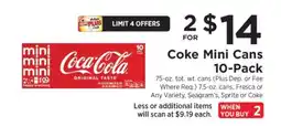 ShopRite Coke Mini Cans 10-Pack offer