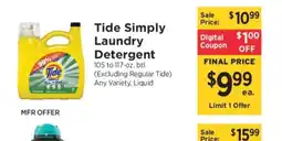 ShopRite Tide Simply Laundry Detergent offer