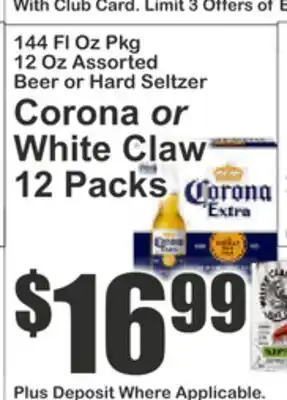 Almonte's Food Dynasty Marketplace Corona or White Claw 12 Packs offer