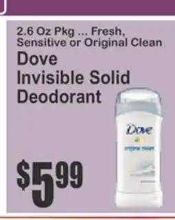 Food Universe Dove Invisible Solid Deodorant offer