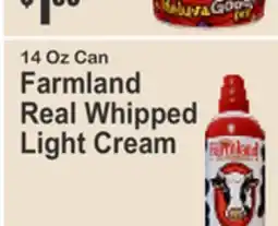 Food Universe 14 Oz Can Farmland Real Whipped Light Cream offer
