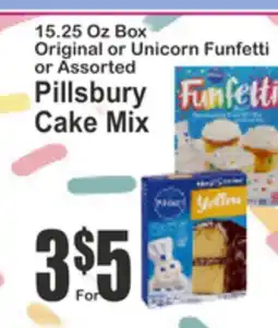 Food Universe 15.25 Oz Box Original or Unicorn Funfetti or Assorted Pillsbury Cake Mix offer