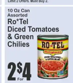 Food Universe 10 Oz Can Assorted Ro*Tel Diced Tomatoes & Green Chilies offer