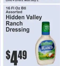 Food Universe 16 Fl Oz Btl Assorted Hidden Valley Ranch Dressing offer