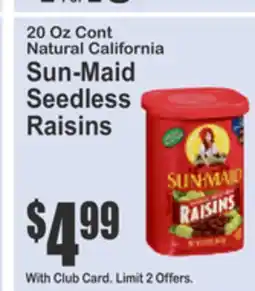 Food Universe 20 Oz Cont Natural California Sun-Maid Seedless Raisins offer