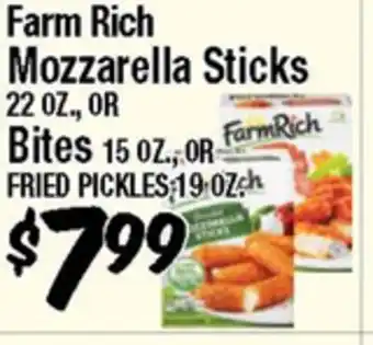 Western Beef Farm Rich Mozzarella Sticks 22 OZ., OR Bites 15 OZ., OR FRIED PICKLES:19 OZ offer