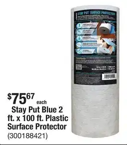 The Home Depot Stay Put Blue 2 ft. x 100 ft. Plastic Surface Protector offer