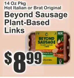 The Food Emporium 14 Oz Pkg Hot Italian or Brat Original Beyond Sausage Plant-Based Links offer