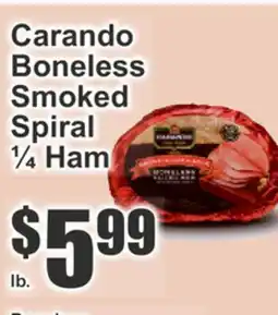 The Food Emporium Carando Boneless Smoked Spiral ¼ Ham offer