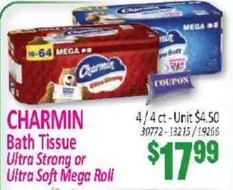 Jetro CHARMIN Bath Tissue Ultra Strong or Ultra Soft Mega Roll offer