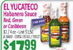 Jetro EL YUCATECO Habanero Sauce Red, Green or Caribbean offer