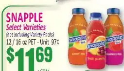 Jetro SNAPPLE Select Varieties offer