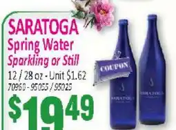 Jetro SARATOGA Spring Water Sparkling or Still offer