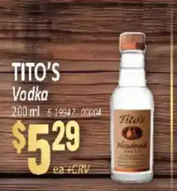 Jetro TITO'S Vodka offer