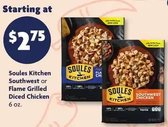 Family Dollar Soules Kitchen Southwest or Flame Grilled Diced Chicken offer
