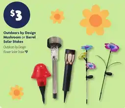 Family Dollar Outdoors by Design Mushroom or Barrel Solar Stakes offer