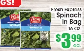 Supremo Foods Inc Fresh Express Spinach In Bag offer