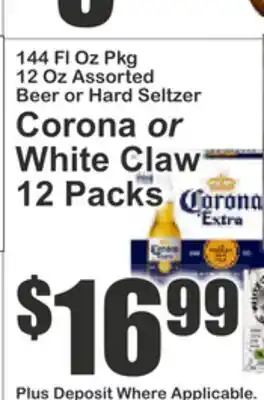 Key Food Corona or White Claw 12 Packs offer