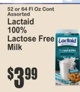 Key Food 52 or 64 Fl Oz Cont Assorted Lactaid 100% Lactose Free Milk offer
