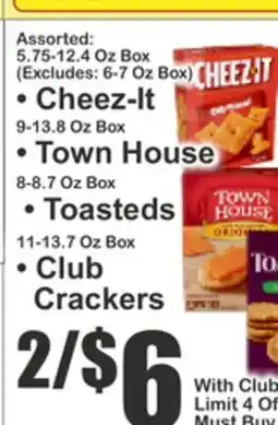 Key Food Assorted Cheez-It, Town House, Toasteds, Club Crackers offer