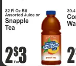 Key Food 32 Fl Oz Btl Assorted Juice or Snapple Tea offer