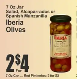 Key Food 7 Oz Jar Salad, Alcaparrados or Spanish Manzanilla Iberia Olives offer