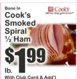 Key Food Bone In Cook's Smoked Spiral 1/2 Ham offer