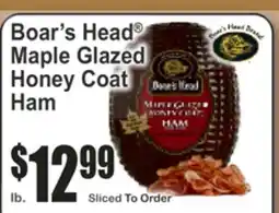Key Food Boar's Head Maple Glazed Honey Coat Ham offer