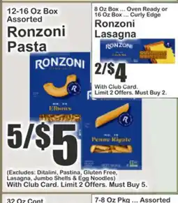 Key Food 12-16 Oz Box Assorted Ronzoni Pasta offer