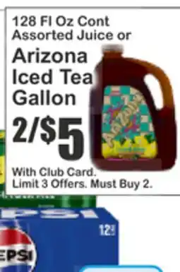 Key Food 128 Fl Oz Cont Assorted Juice or Arizona Iced Tea Gallon offer