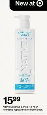 Target Native Sensitive Series 48-hour hydrating hypoallergenic body lotion offer