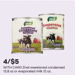 CVS Zivel sweetened condensed 13.8 oz or evaporated milk 12 oz offer