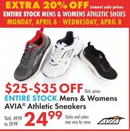 Boscov's ENTIRE STOCK MENS & WOMENS AVIA ATHLETIC SHOES offer