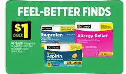 Dollar General DG health Allergy Relief or Ibuprofen Tablets or Chewable Aspirin Tablets offer
