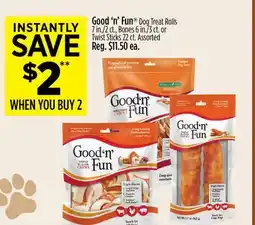 Dollar General Good 'n' Fun Dog Treat Rolls, Bones or Twist Sticks offer