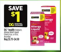 Dollar General DG health Children's Allergy Relief Liquid Cherry offer